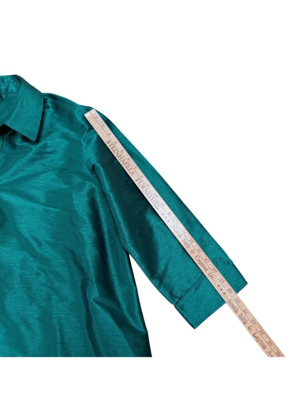 Gump's Women's Button Front Top Sz XL Green Silk Blend 3/4 Sleeve Blouse Vintage - Picture 9 of 9